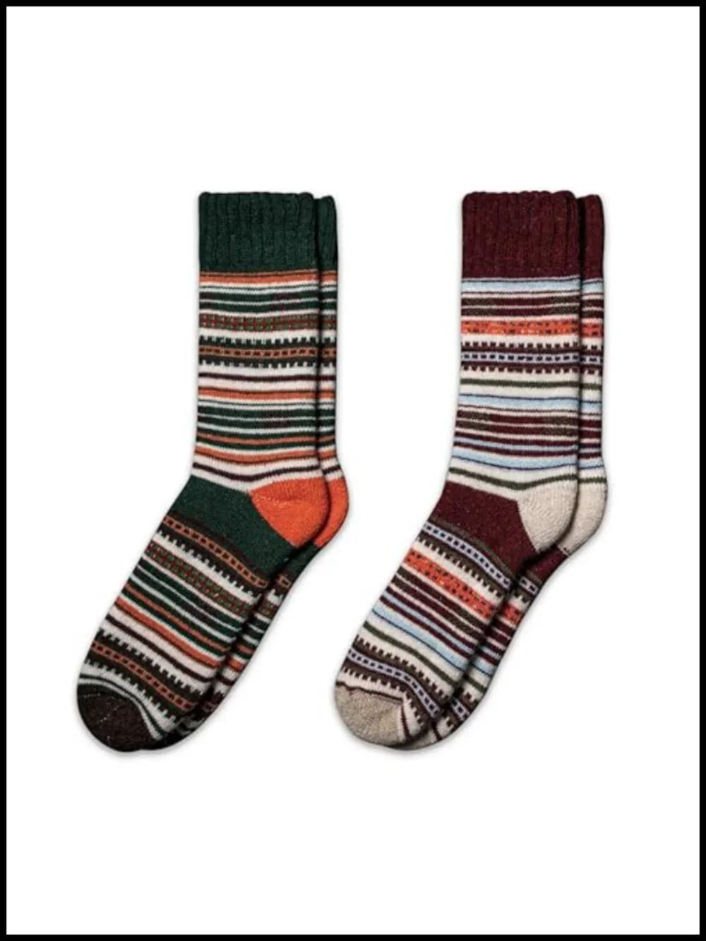 2-Pack Merino Wool Blend Crew Socks, Mid-Calf, Moisture-Wicking, Warm, Unisex
